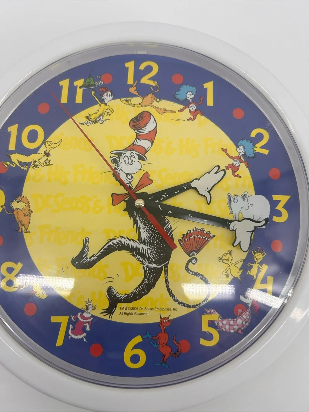 Vintage 2006 Dr. Seuss Cat in the Hat & Friends Wall Clock Tested Works